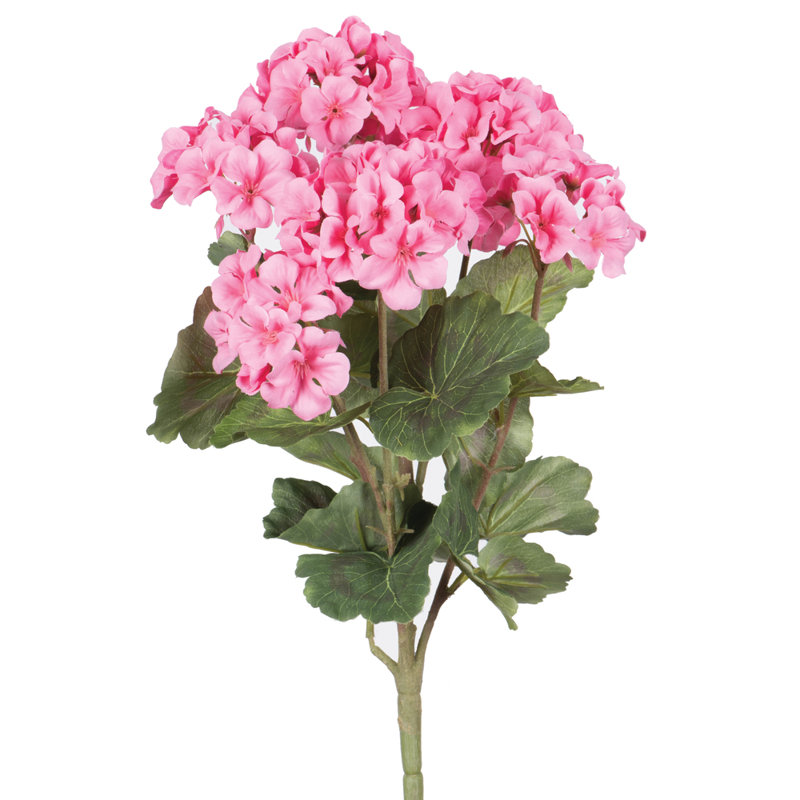 18" Light Pink Artificial Geranium Bush Set with Green Leaves