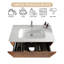 Meuble-lavabo mural 36 po en noyer rayé avec lavabo en céramique blanche Mid-Century