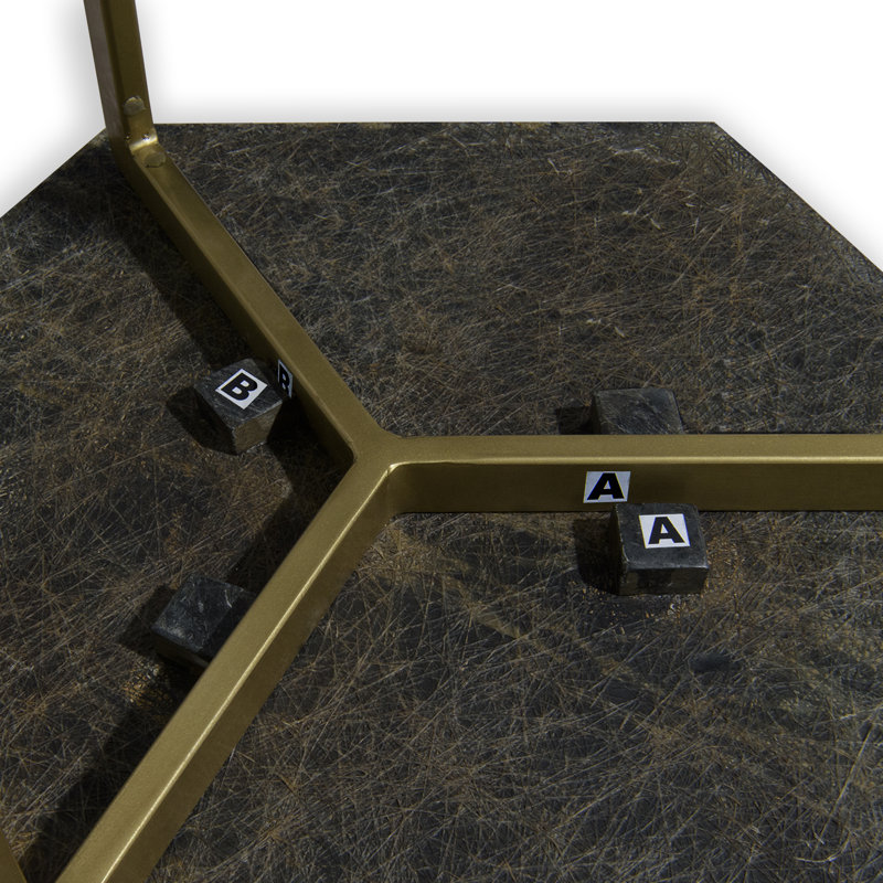 Table de bout avec plateau Finian, Noir, Laiton antique