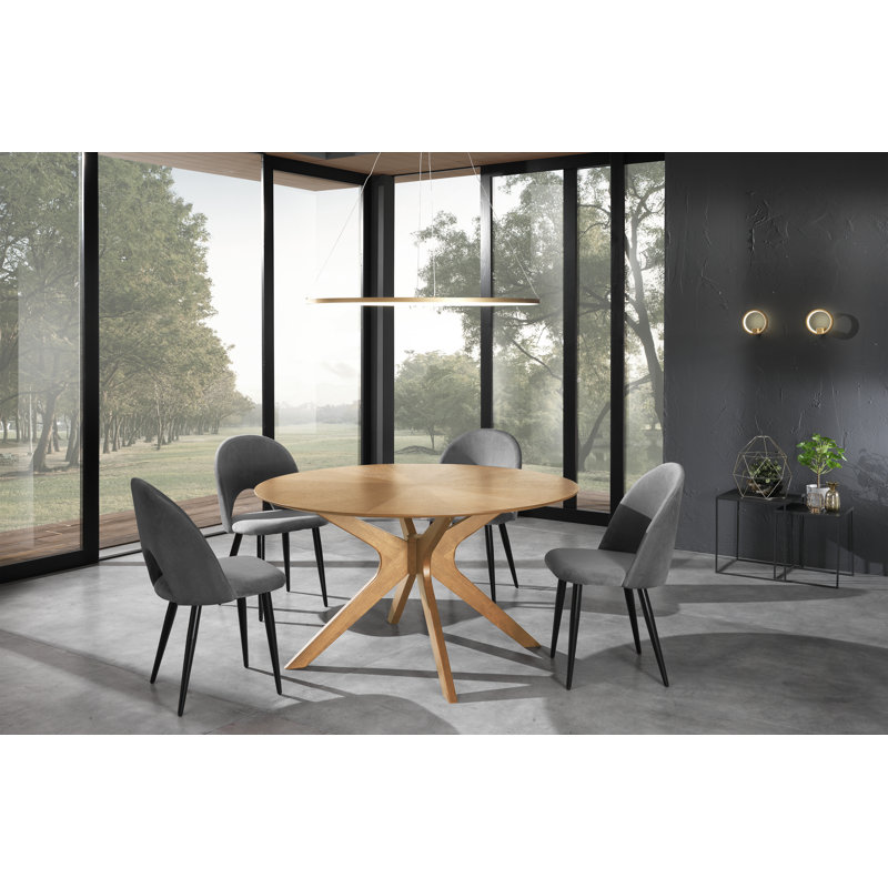 Oak Round Solid Wood Base Dining Table