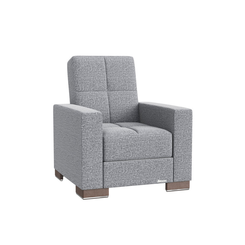  Fauteuil convertible avec accoudoirs convertibles 3-en-1 Annalice Armada, Microfibre blanche et grise