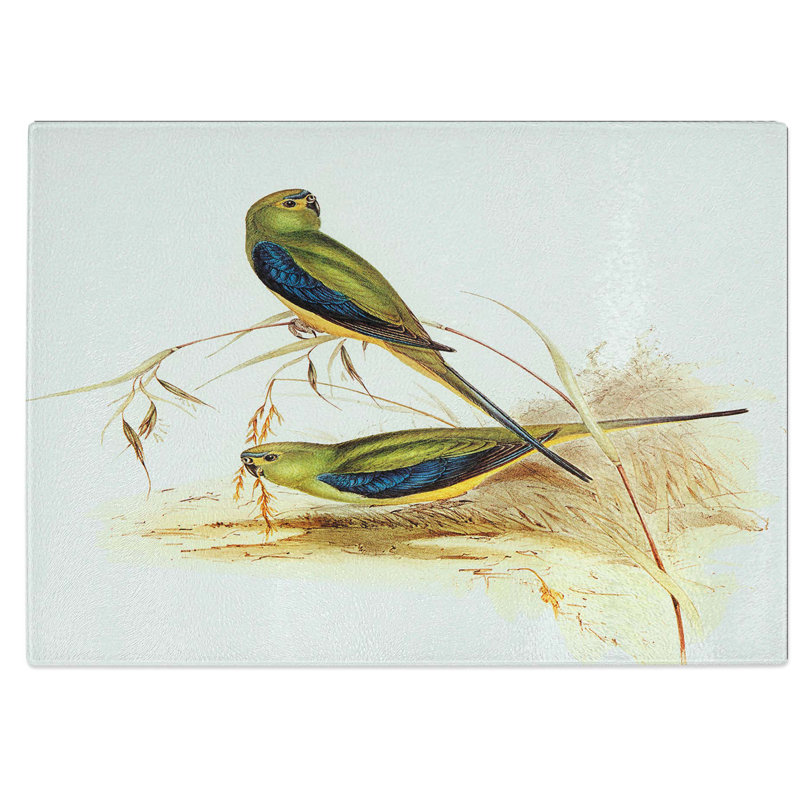 Tempered Glass Blue-Banded Grass-parakeets Chopping Board, 39 cm W x 28.5 cm L