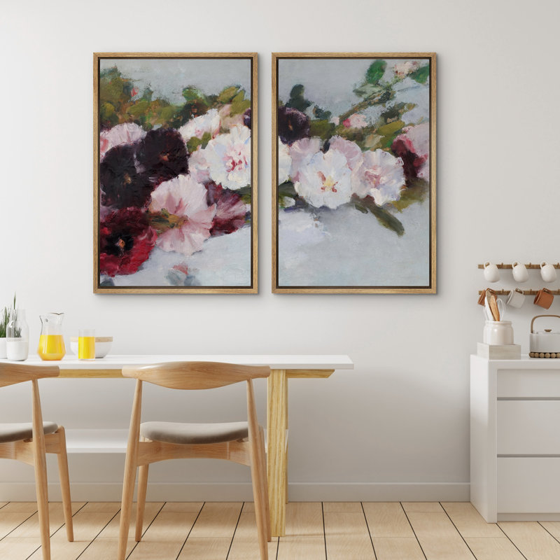 2 pièces, impression romantique romantique floral nature morte pour salon, H 36 po x l 24 po x P 1,5 po, Naturel