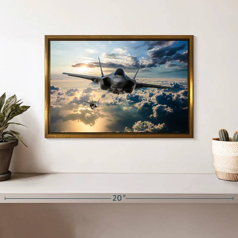 F35 Fighter Jet, Floating Frame Gold, 13" X 9"