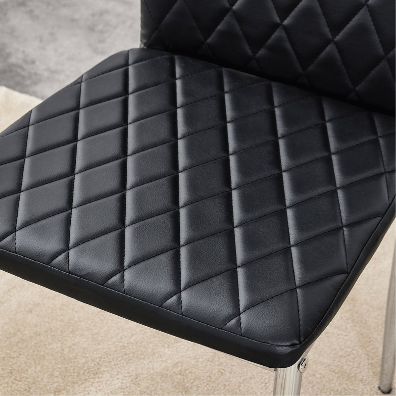 Modern Style Dining Chairs, Essential For Minimalist Homes.Meeting Family Dining Needs,PU Seat,Silver Metal Legs,Blending Into Various Home Environments.