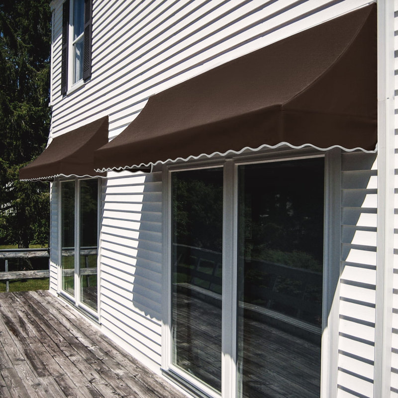 Auvent fixe en tissu acrylique Awantech Nantucket, H 31 po x l 76,5 po x P 24 po, Brun