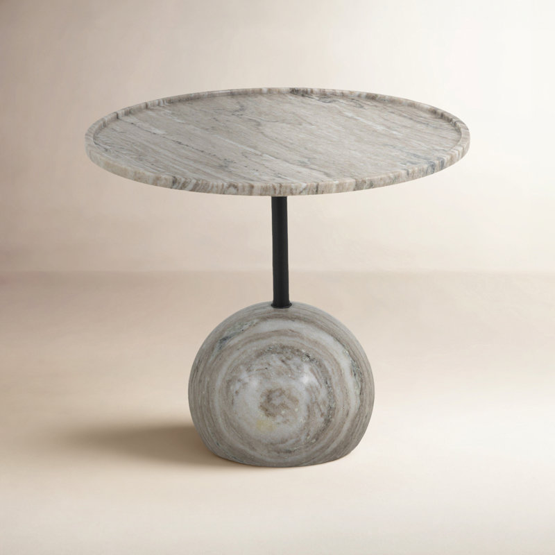 Viola End Table- 22"-Antique White Marble, Antique White Marble