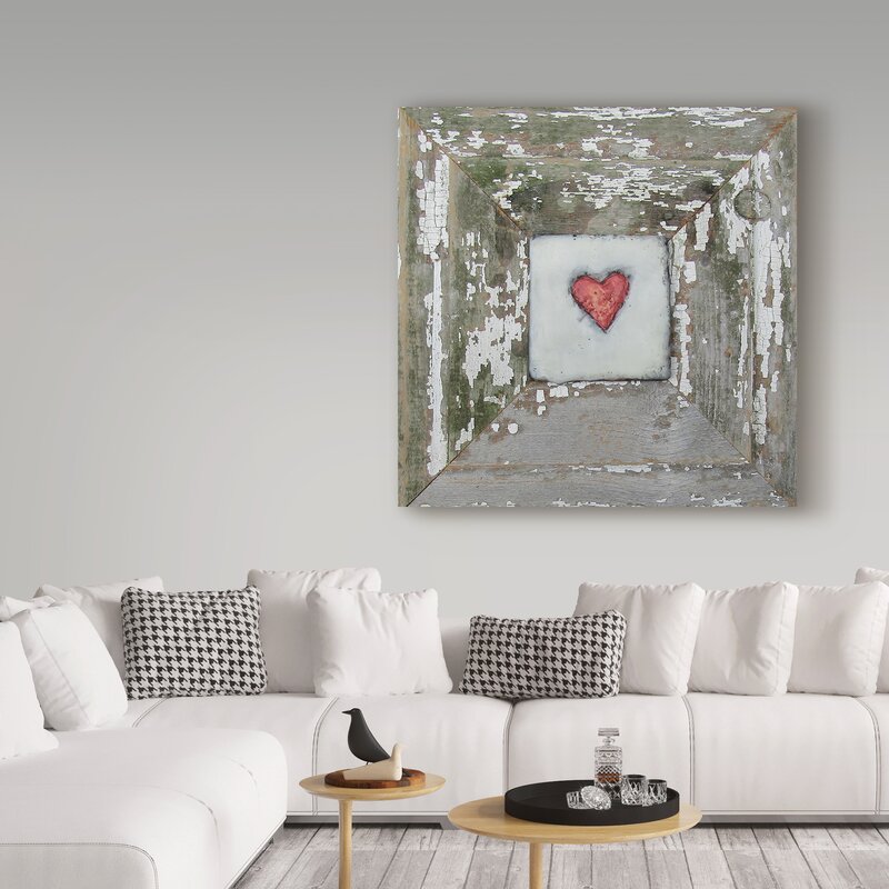 Hearts Desire Distressed White On Canvas by LovISart Print