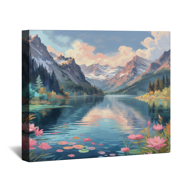 Toile de montagne avec paysage de montagne, 32 po x 32 po