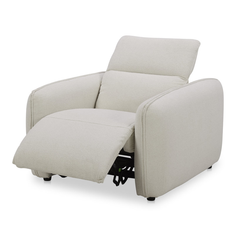 Fauteuil inclinable rembourré Pompeo, Natté blanc chaud