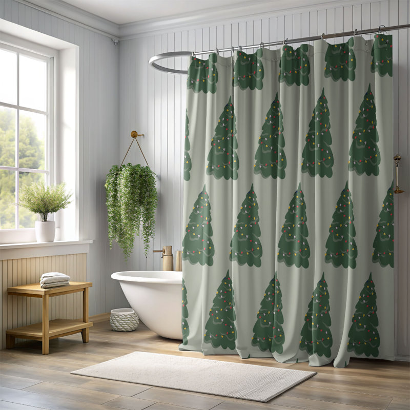 Festive Flair - rideau de douche standard 1 pièce, H 74 po x l 71 po