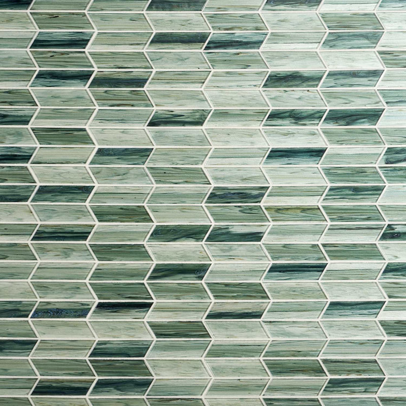 Maya 2x7 Chevron Polished Glass Mosaic Tile