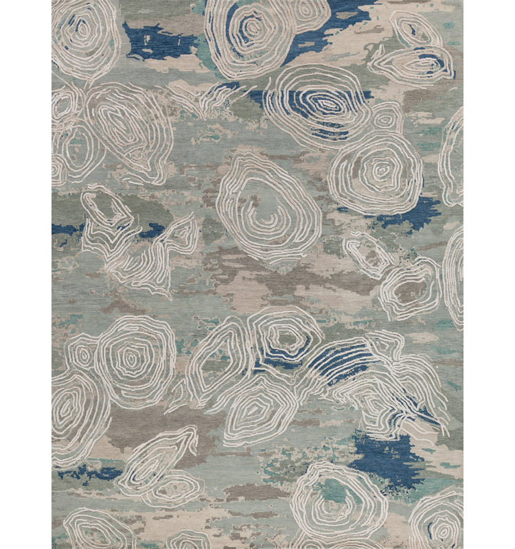 Palermo Abstract Area Rug in Teal/Blue, Rectangle 12' x 18'