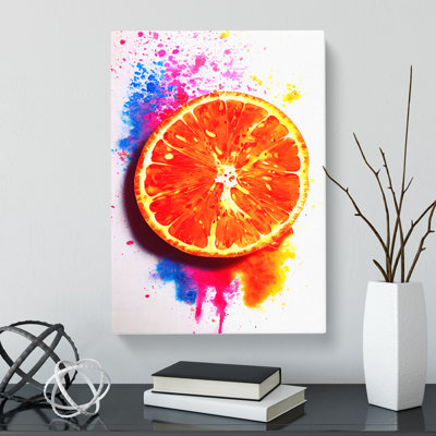 Sliced Orange Fruit Splatter - Wrapped Canvas