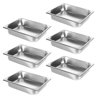 6 Pack Stainless Steel Food Pan 2.5"