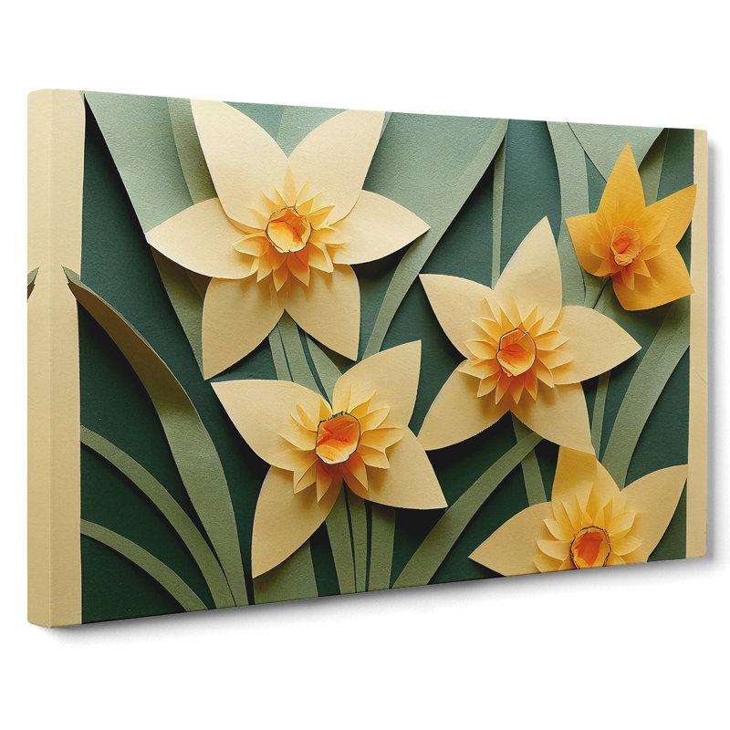 Pleasing Daffodil Flowers - Wrapped Canvas, 35cm H x 50cm W x 3cm D