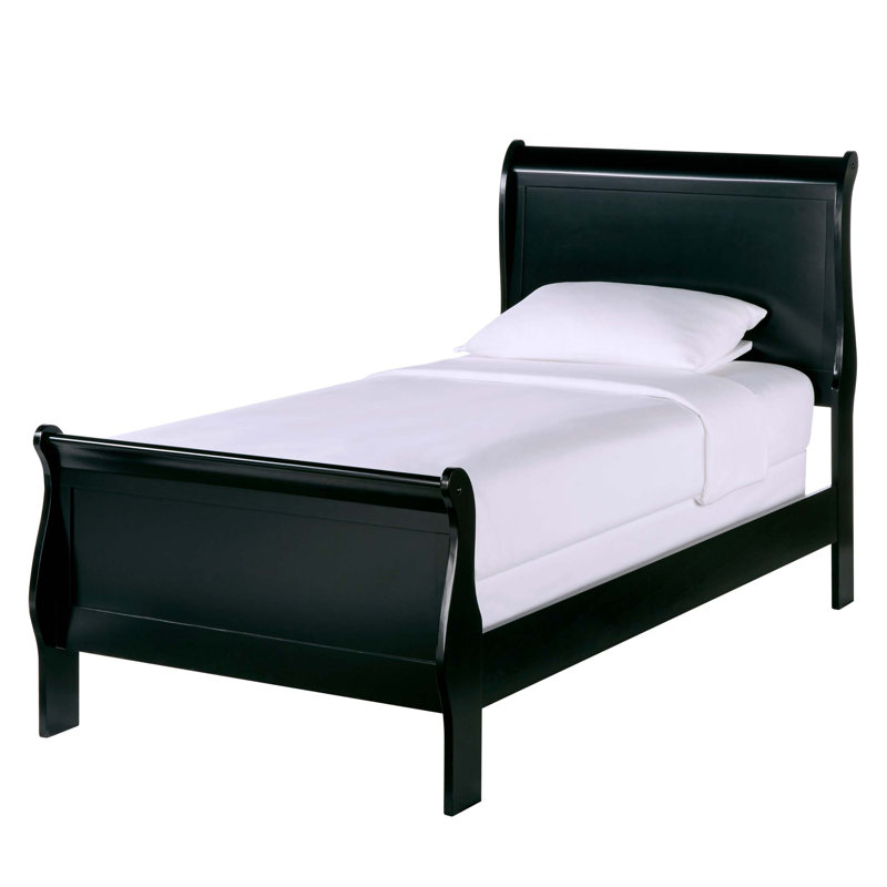 Lit 1 pièce de style Louis Philippe traditionnel, Lit simple, Noir, noir, noir, noir