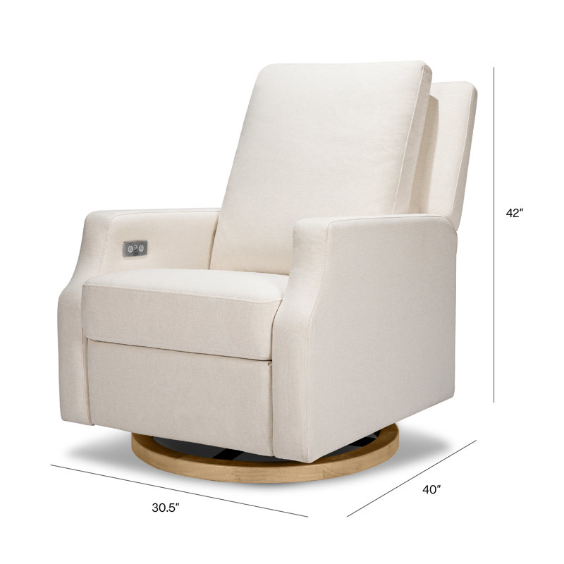Cream Eco-Weave Recliner with Light Wood Swivel Base