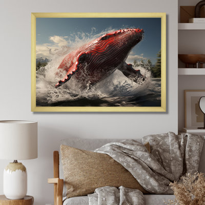 Impression sur toile encadrée, "Coastal baleines"