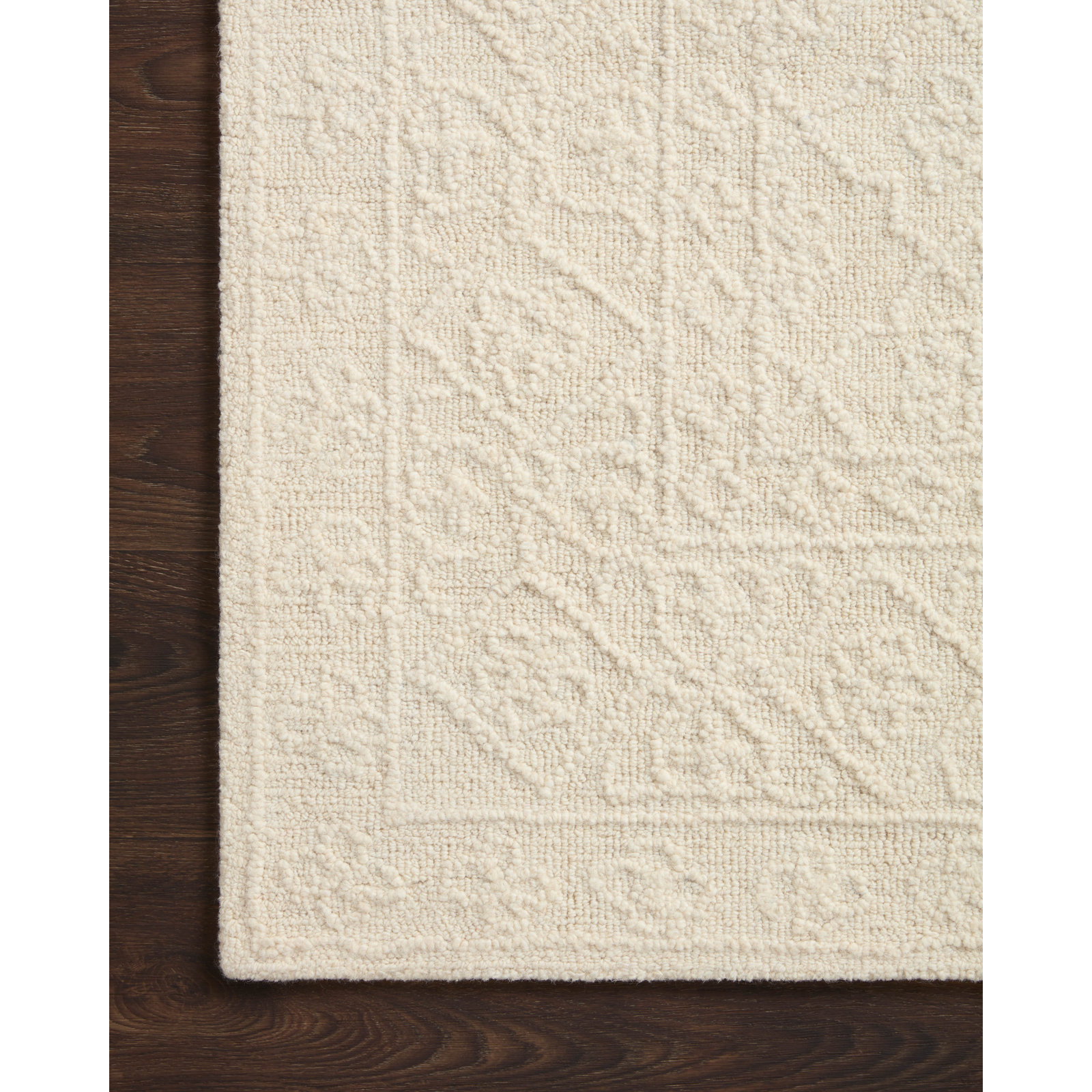 Albie Ivory Hand-Tufted Wool Oriental Rug, Rectangle 8'6" x 12'