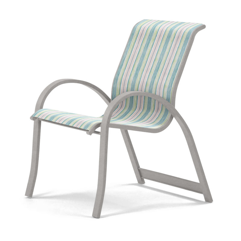 Aruba Stacking Patio Dining Armchair, Red 1D Sunbrella®, Warm Gray