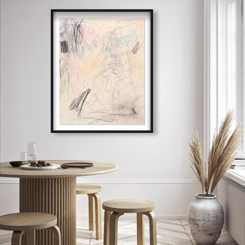 Oliver Gal Layered Scribbles II Abstract - Luxury Shadowbox Framed Wall Art, 46.5" H x 37.5" W, Black