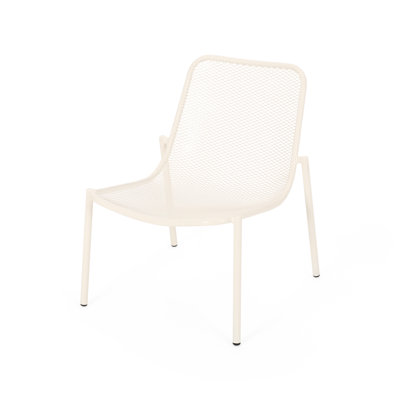 Stackable Matte White Iron Chair - Summer Comfort Time, 25.45" W X 21.98" D H, 7.77 Lb Chairs Delightful, 26 In. Width 21.98 Depth Height, by Wrought Studio