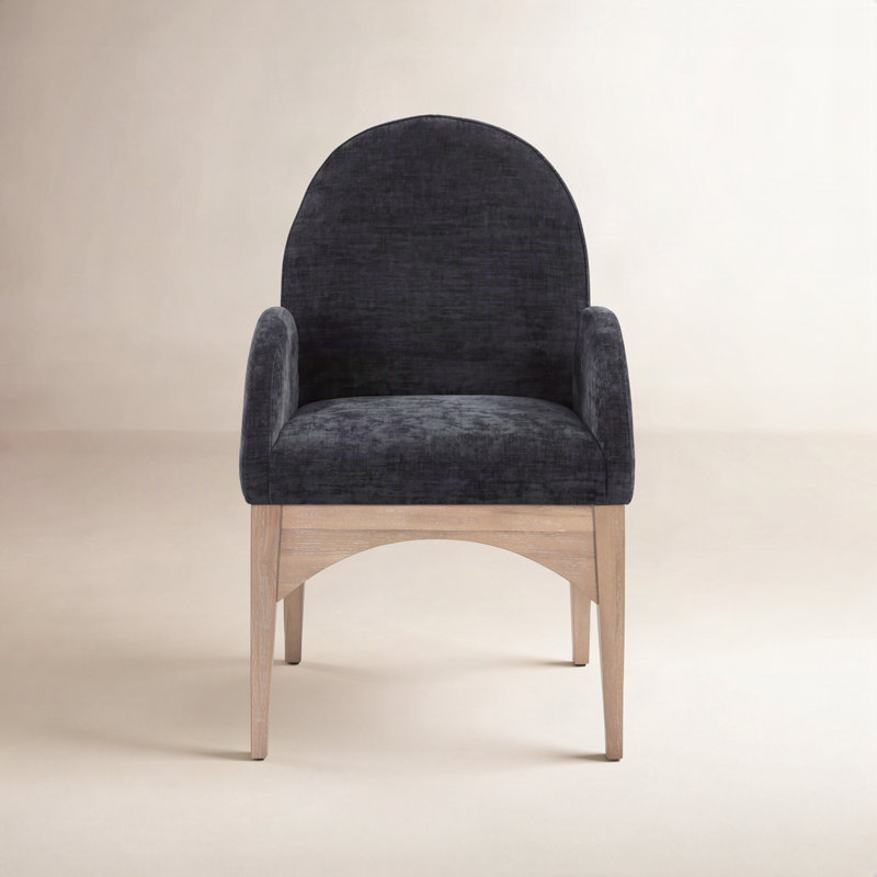 Waldorf 19.75'' H Upholstered Armchair, Natural, Black Chenille
