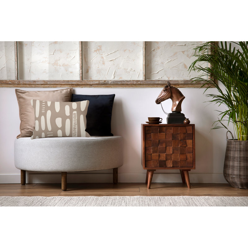 Polyester/Polyester Blend Lumbar Rectangular Indoor/Outdoor Pillow Cover & Insert, Beige 
