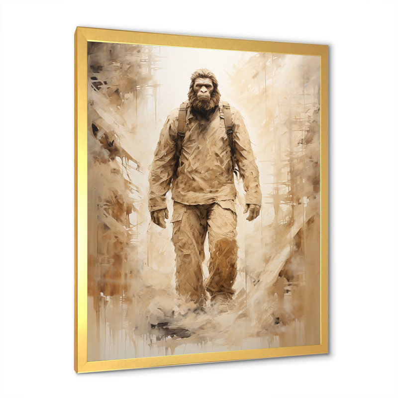«Walking Bigfoot Wildlife», art mural sur toile Bigfoot, H 20 po x l 12 po x P 1 po, Encadrement doré