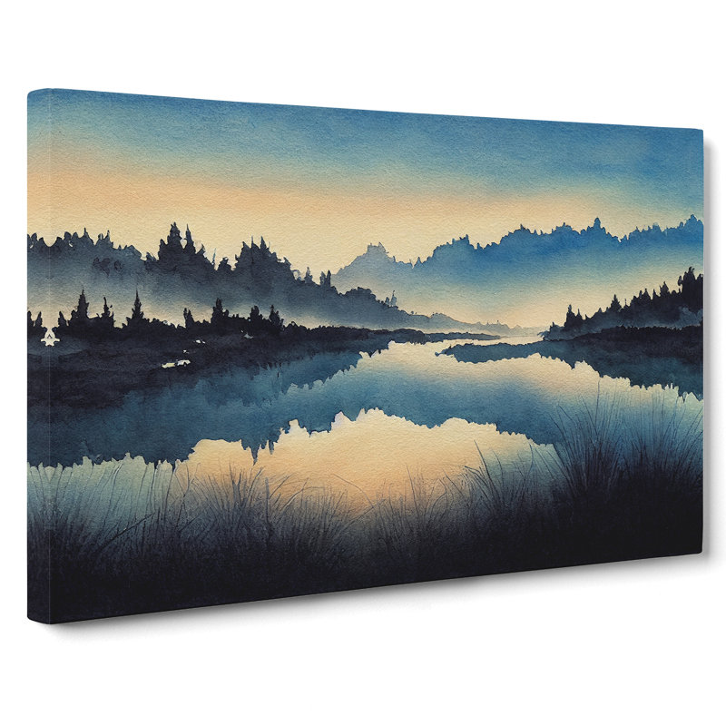 Forest River Reflection - Wrapped Canvas Painting, 35cm H x 50cm W x 3cm D