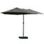 Parasol de patio de 15 pieds - Parasol extérieur rectangulaire en acier double face, gris foncé, protection contre le soleil, manivelle facile, matériau durable gris 15 pi avec base. Parasol de parasol. Acier, intempéries