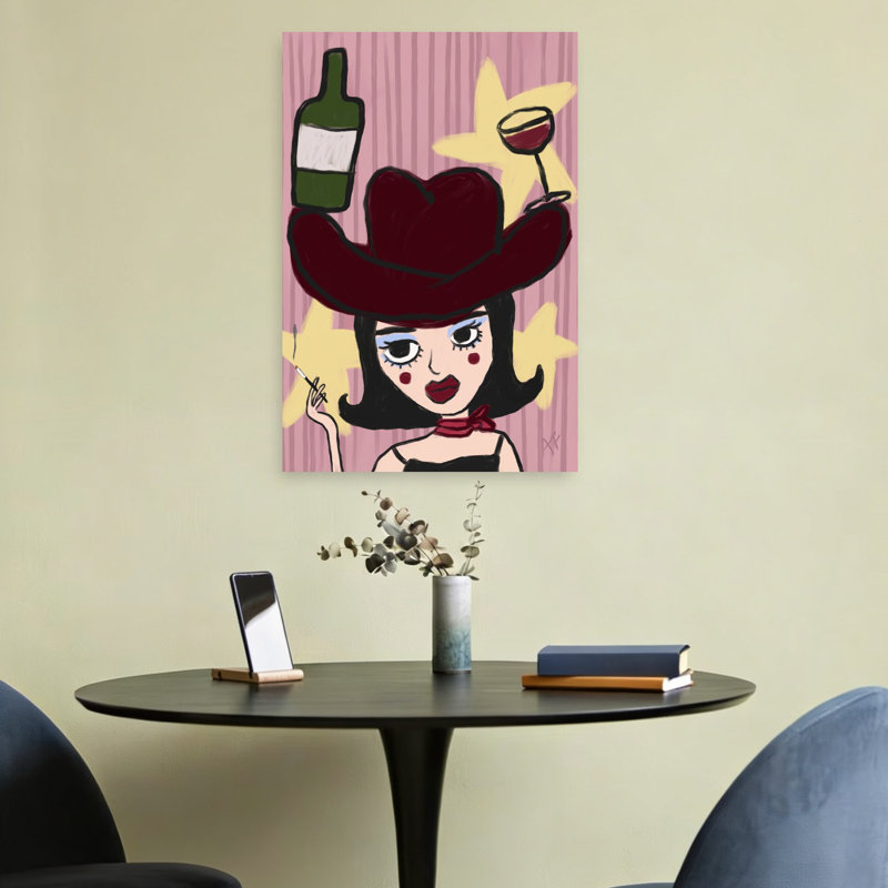 Art mural rétro Sassy Cowgirl, 24" H x 16" W