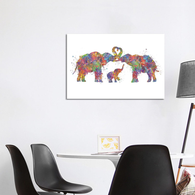 Elephant Family by Genefy Art - Wrapped Canvas Print, 101.6 cm H x 66.04 cm W x 3.175 cm D