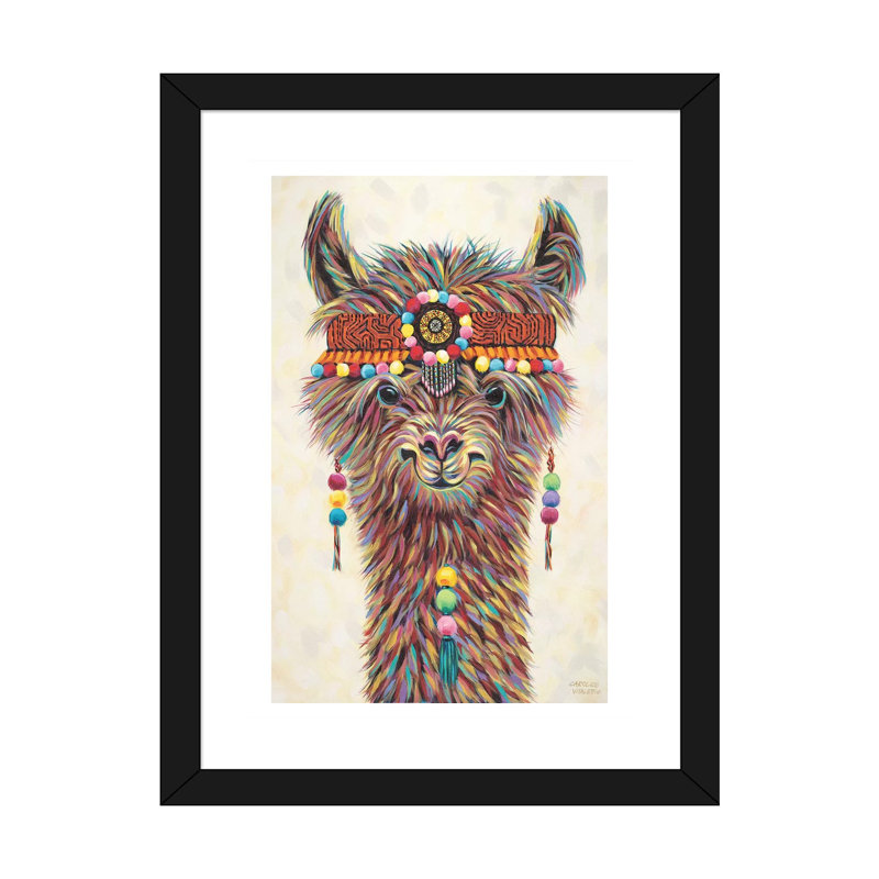 «Hippie Llama II» par Carolee Vitaletti - impression d'art graphique, H 24 po x l 16 po x P 1 po