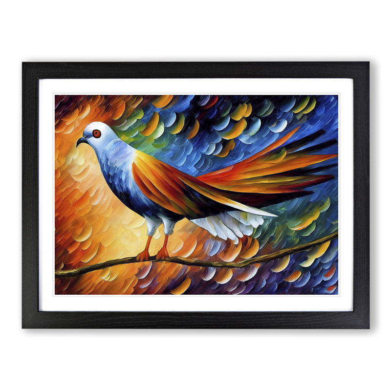 Pigeon Bird Vol.2 Abstract - Single Picture Frame Print, 46cm H x 64cm W x 2cm D, Black Framed