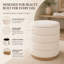 Pouf de rangement cylindrique Tessa 40 cm (16 po) en lin, avec couvercle amovible et rangement dissimulé, beige-1807449039