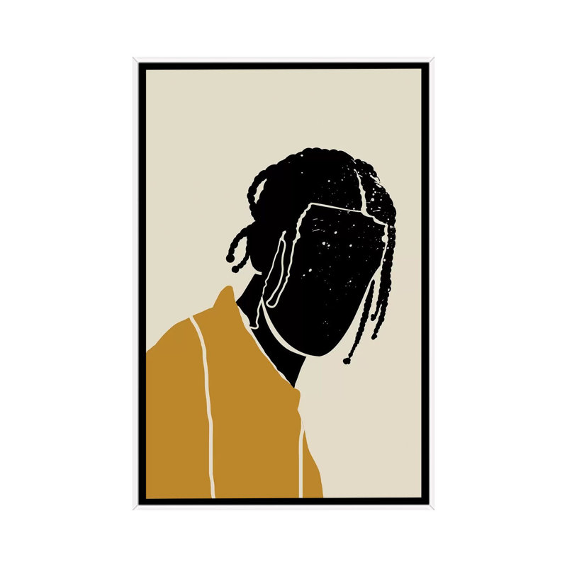 Black Hair I - impression d'art graphique, Pas de tapis, H 40 po x l 60 po x 1,5 po, Toile blanche encadrée