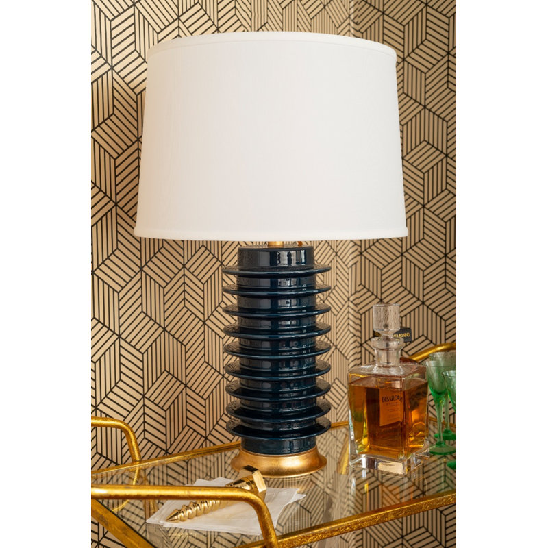 Elektra Table Lamp, Gold/Navy