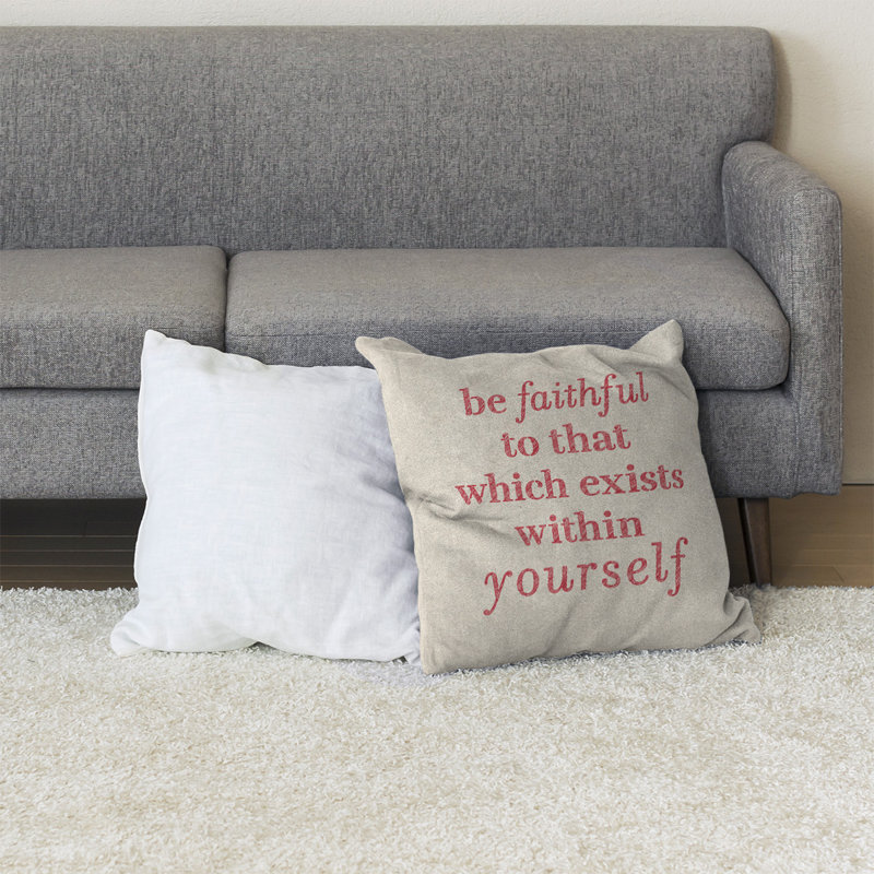 Coussin de sol be loyal to yourself, H 28 po x l 28 po, Blanc/rouge