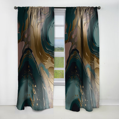 Brower - Abstract Marble Blackout Curtain 1 Panels