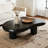 Quintavius ​​39.4-inch modern French light luxury cream solid wood four-legged cloud-shaped coffee table, living room side table (with 8cm tabletop)-915819334