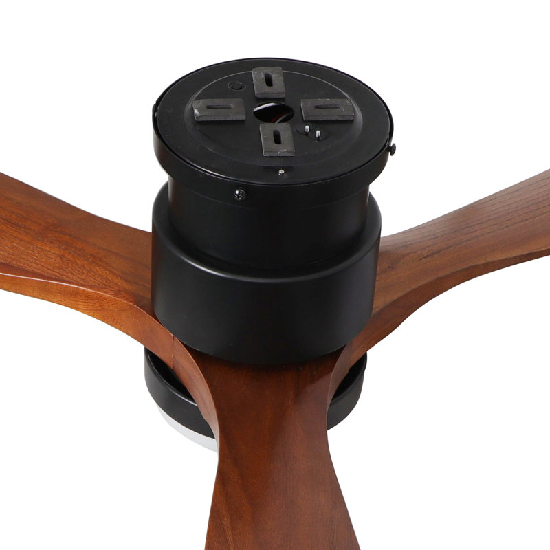 Ventilateur de plafond encastré de 52 pouces avec télécommande, ventilateur de plafond à profil bas sans lumière, ventilateur de plafond intérieur extérieur avec moteur CC réversible silencieux, 6 vitesses, 3 pales, pales en bois naturel
