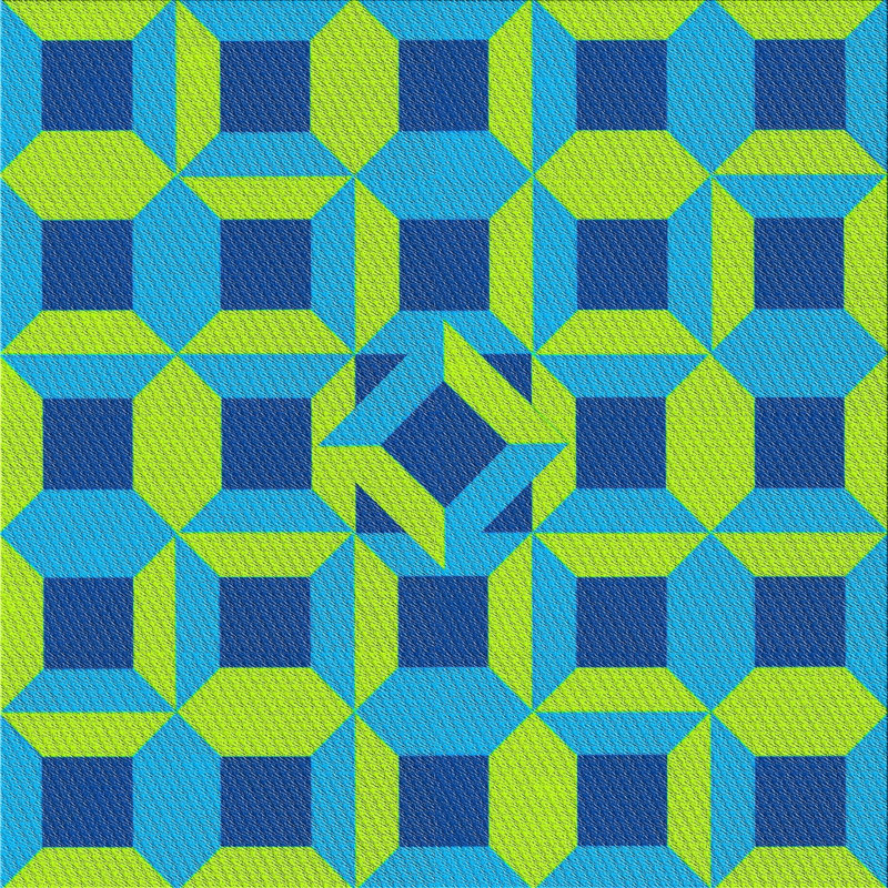 Tapis vert/bleu léger tissé électrique, Carré 8 pi