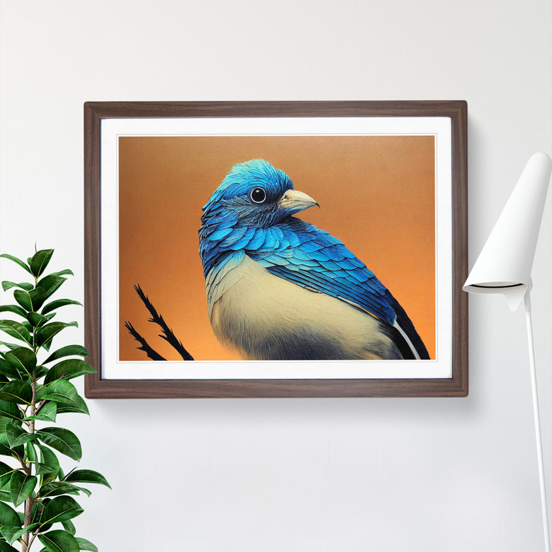 Breathtaking Bird 1 Piece Single Picture Frame Wall Art, 46cm H x 64cm W x 2cm D, Walnut Framed