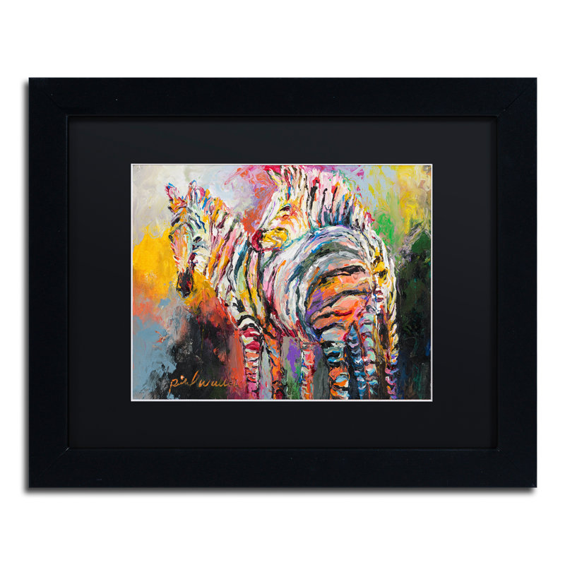 « zèbres », reproduction sur toile, H 11 po x l 14 po x P 0,5 po, Noir, Cadre noir