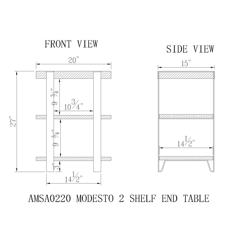 Table de bout en bois récupéré à 2 tablettes Modesto