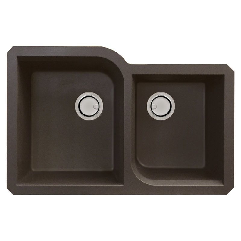 Évier de cuisine à double cuve avec filtre à panier en granite 32 po x l 21 po Radius, Espresso