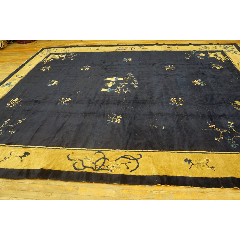 Antique Chinese Room Size Wool Blue Rug
