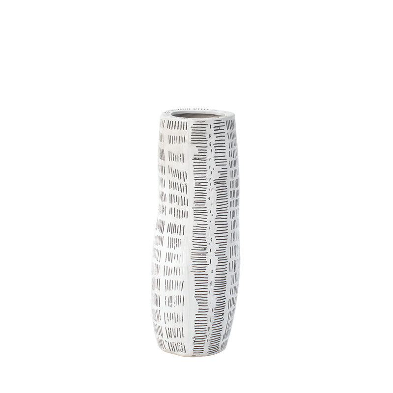 Vase de table en céramique, Blanc, H 14 po x l 5,25 po x P 5,25 po